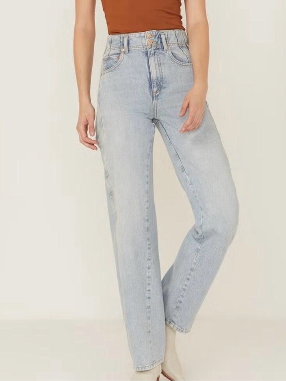 We The Free Straight Leg Jeans in Light Blue Wash